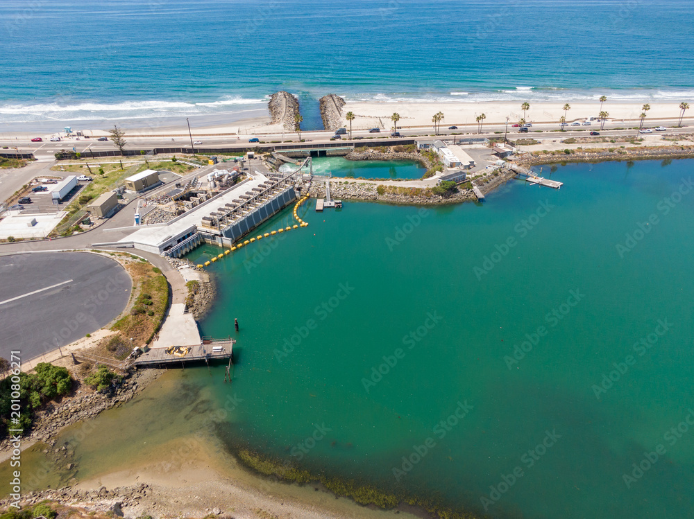 Fototapeta premium Aerial View Of Carlsbad Desalination Plant And Pacific Ocean