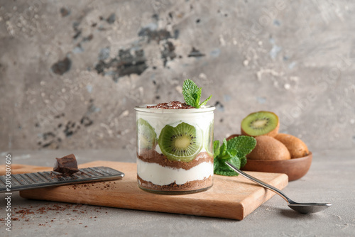 Glass with delicious kiwi c...