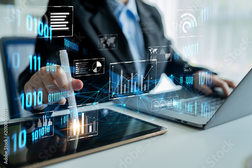 Fotografie Big data and analytics support real-time insights, predictive modeling, and data-driven decisions for business intelligence and growth