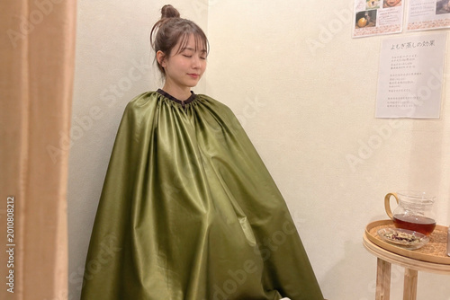 young woman brushing her hair