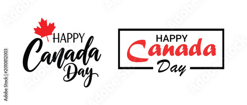 Happy canada day greeting cards with maple leaf silhouette