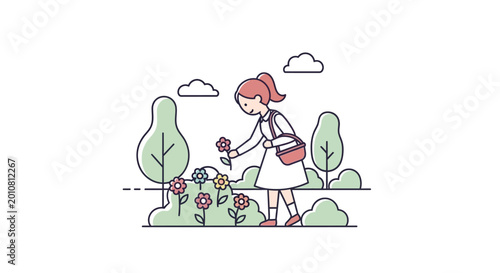 Fotografija Woman Smiling Holding Colorful Flowers Outdoors.