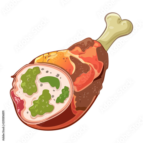 Cuadro en lienzo decayed old meat drumstick with green mold and ugly spots ideal for menu design