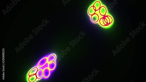 Neon colorful glowing circle patterns.