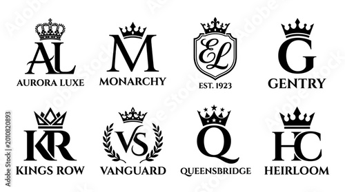 Black and white luxury crests logos.