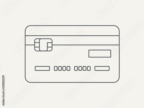 Photos Simple Line Drawing of a Credit Card with Chip and Numbers.