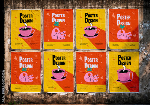 Glued Posters Mockup