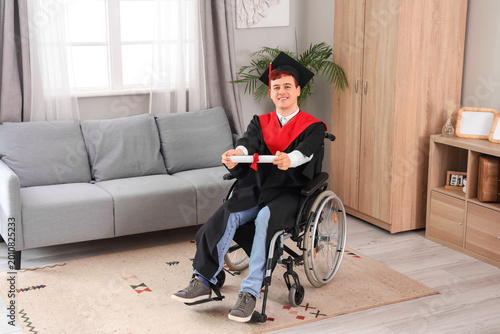 Male graduate in wheelchair...