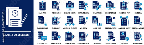 Foto Exam and Assessment duotone icon collection set