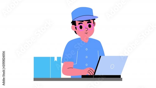 Man Working At Laptop Animation HD On Alpha
