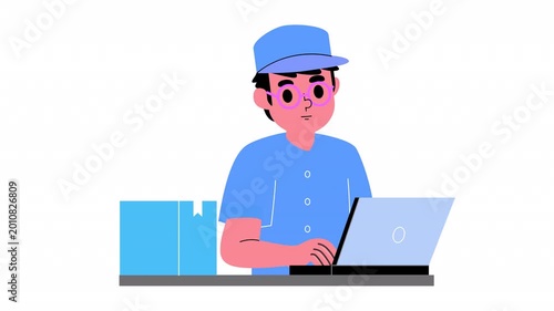 Man Working At Laptop Animation 4K On Alpha