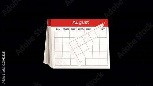 Desk Calendar Animation 4K On Alpha