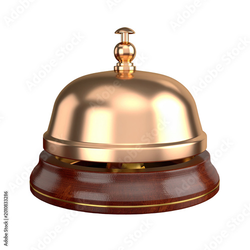 Brass Hotel Reception Bell with Wooden Base