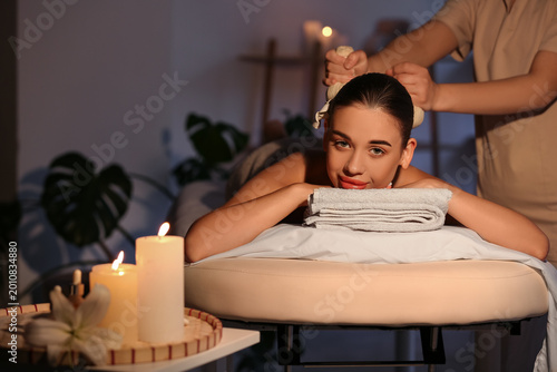 Pretty young woman having m...