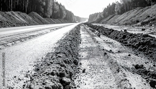 工事現場で走っている道路