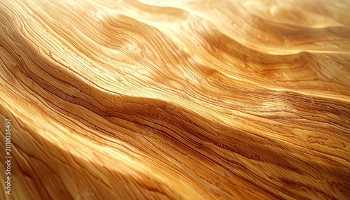Close-up of Natural Wood Grain Texture with Warm Golden Hues.