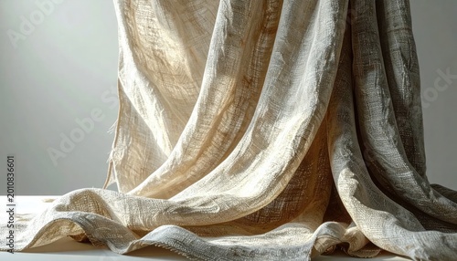 Elegant Draped Fabric with Subtle Floral Pattern and Soft Lighting.