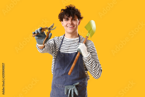 Male gardener with secateur...