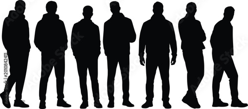 Fotografía WebSeven casual standing human silhouettes variation posture outline isolated ve