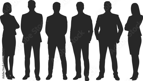 Foto WebBusiness team silhouettes standing together in corporate professional attire