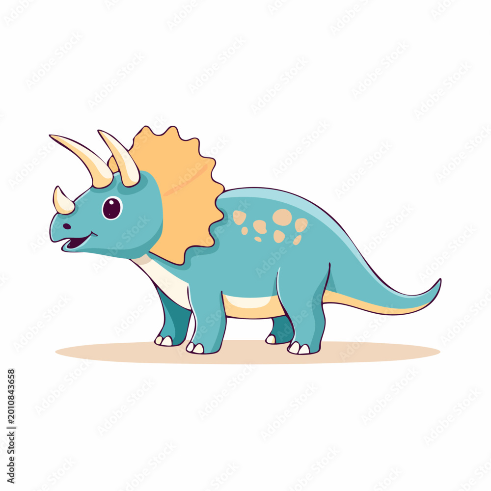 Fototapeta premium Cute Cartoon Triceratops Dinosaur