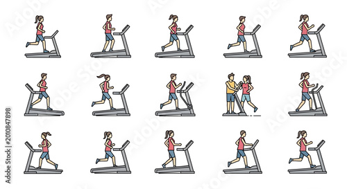 Foto People Running on Treadmills Exercise.