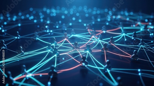 Cybersecurity concept showing a network of user icons for IAM and access control.