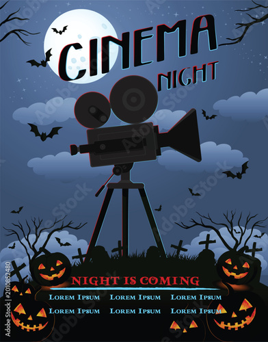 illustration of a scary movie poster nammer on night background