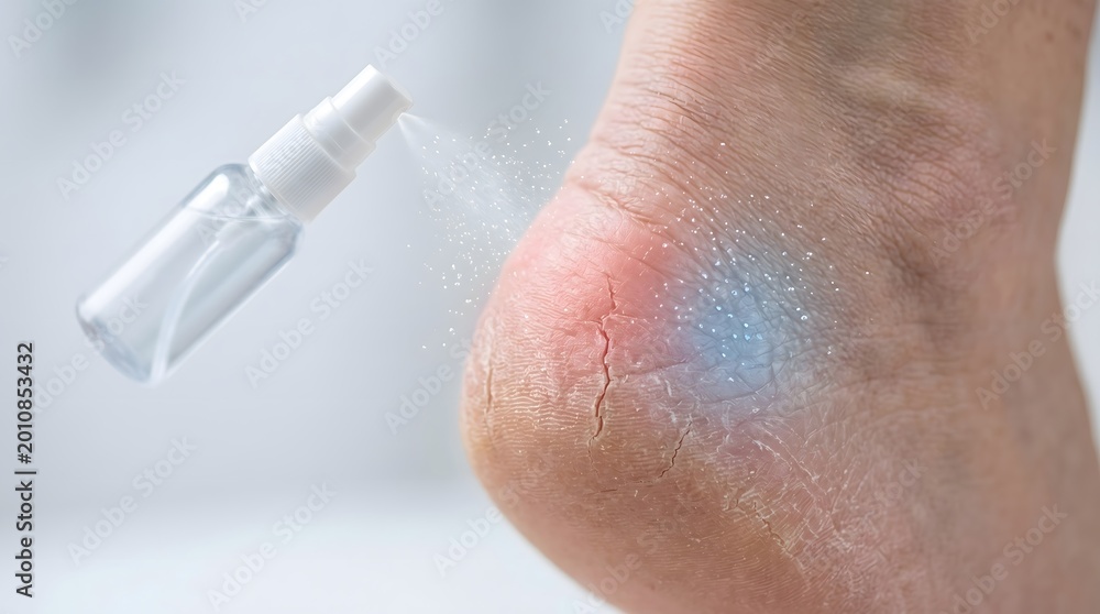 Fototapeta premium Dry cracked heel skin with moisturizing treatment concept and close-up texture of foot care problem