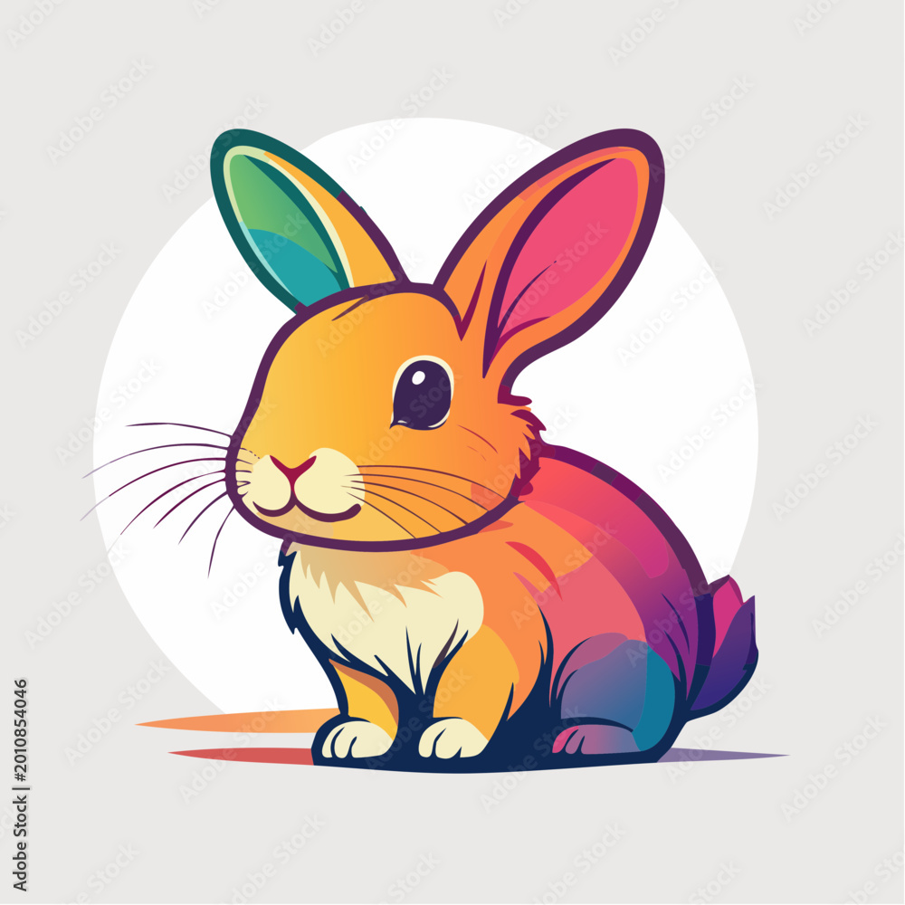Fototapeta premium Cute Cartoon Rabbit with Gradient Fur