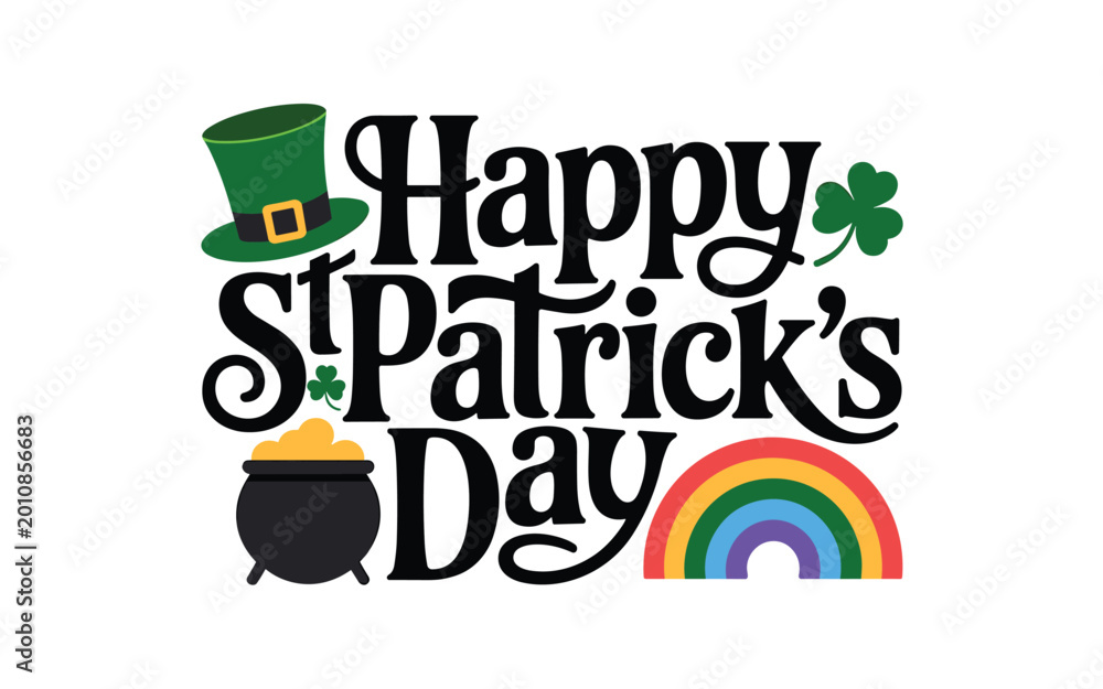 Naklejka premium A festive St. Patrick's Day celebration with a pot of gold and rainbow