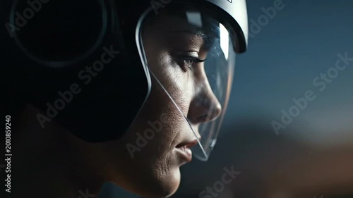 Man wearing a protective helmet.