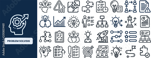 Tableau sur toile Problem Solving and Solution outline icon set