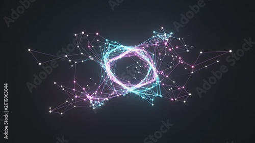 Futuristic Network Visualization with Glowing Connected Nodes and Lines