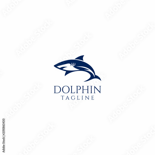 Professional Shark Dolphin Monogram Identity, Modern Aquatic Branding Symbol. Modern Shark Logo. 