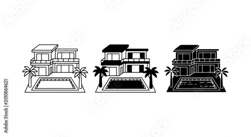 Modern Villa Icon Pack Black and White