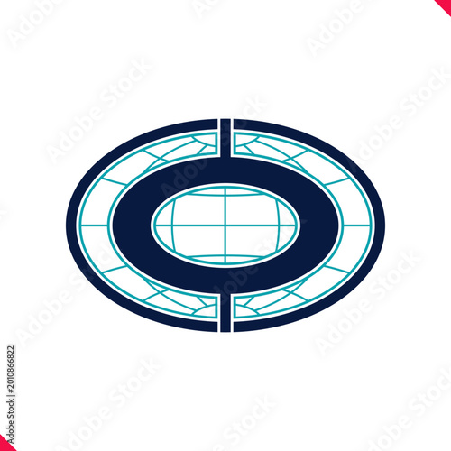Professional oval shape initial logo concept letter O with blue globe grid line background. idea and inspiration for branding, company and corporation name initial. personal and commercial purpose.