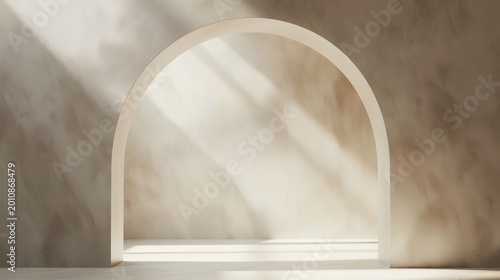Sunlit Archway: Minimalist Design with Textured Walls and Natural Light