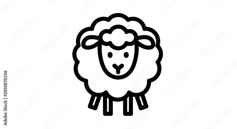 Fototapeta premium Simple black and white illustration of a sheep