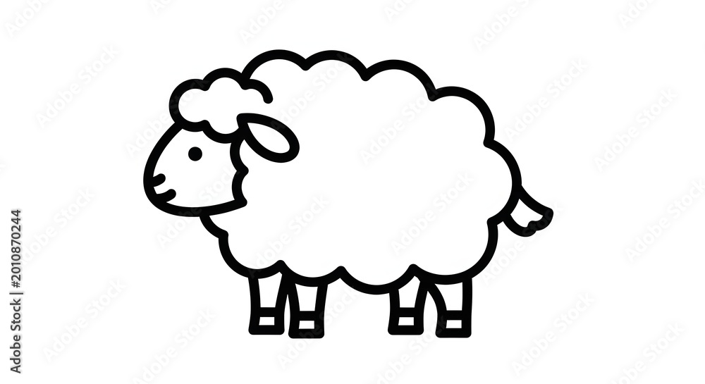 Fototapeta premium Simple cartoon sheep illustration