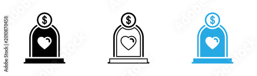 Donation and charity icons in three color variations