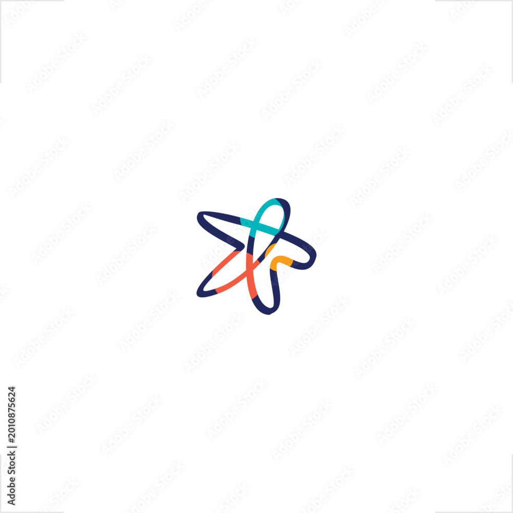Fototapeta premium Star human success coaching niche for education industry featuring monoline minimalist style, perfect for personal growth branding, leadership consulting, wellness identity, community social apps 