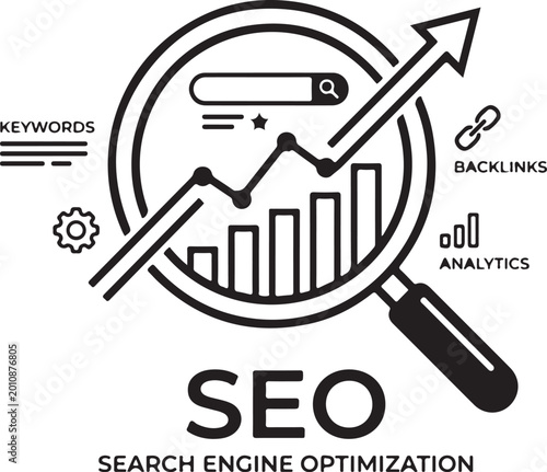 Set of business, SEO, and logistics line icons