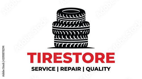Tire Store Logo with Stacked Tires and Service Text.