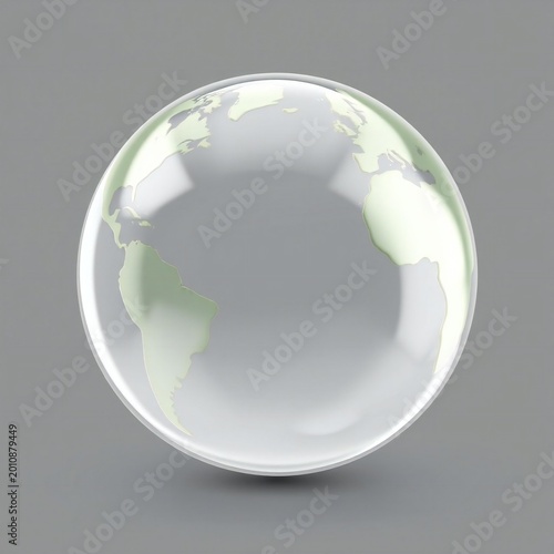 A single transparent bubble reflecting light against a gray background