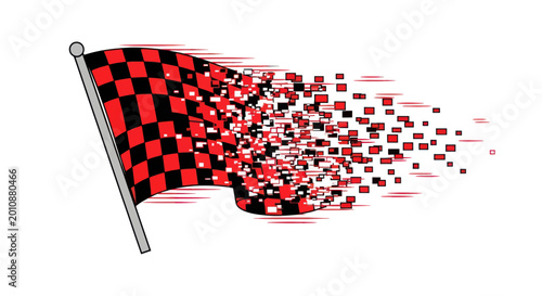 Obraz na płótnie Checkered flag disintegrating fast motion.