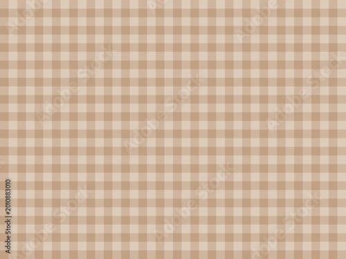 Beige gingham check pattern vector background. Seamless fabric style texture.