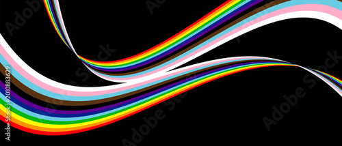 Obraz na płótnie LGBTQ+ Progress Pride rainbow waves background with copy space