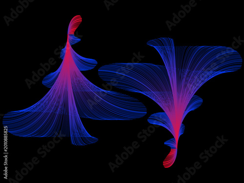 Decorative Botanical Flower Gradient Line art Design