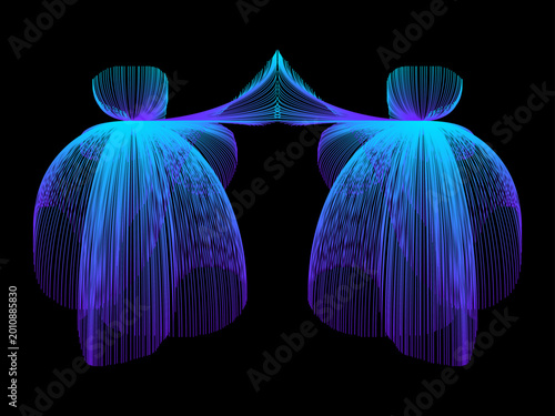 Abstract Symmetrical Gradient Floral Line Art Illustration